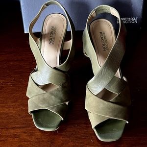 Green Heeled Sandal size 8